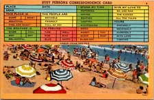 Busy Person's Correspondence Card-At The Beach-Checklist-Linen Postcard