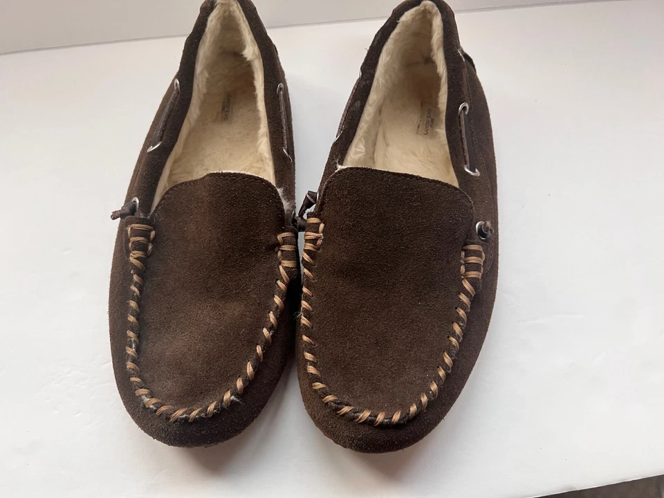 Zapatillas Mocasín Gamuza Lands End Forro Sherpa Juvenil Talla 7 Marrón Foto 3 de 4