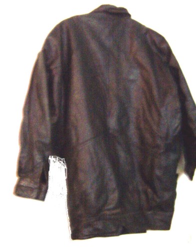 Black Leather Long Jacket Size Medium - Picture 4 of 4