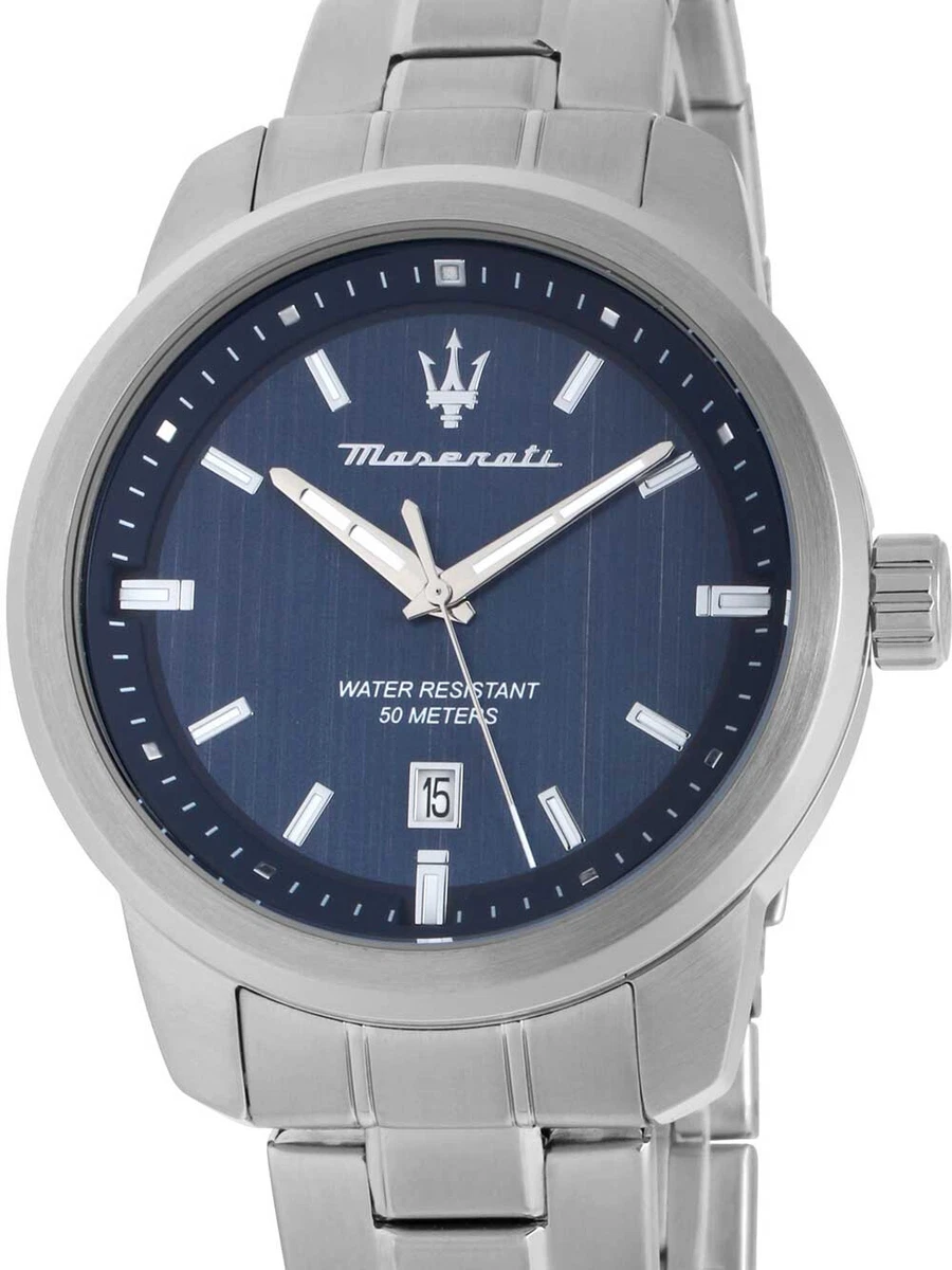 Maserati Attrazione Orologio Uomo Quarzo – Acciaio E Silicone Blu, Quadrante Bianco, Data, 43mm, 5 ATM - R8851151007