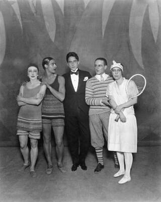 Portrait dancers performing ballet Le Train Bleu costumes were desi- Old Photo