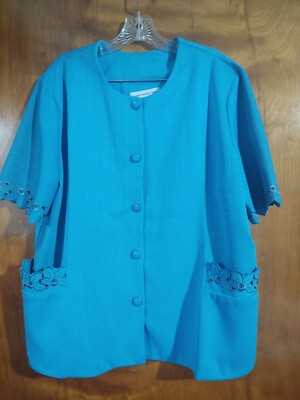 PABLO COLLECTION CLASSIC = ROYAL BLUE WITH FLOWERS DESIGN BLOUSE