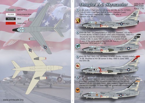 Print Scale 72-109 1/72 scale Decal for airplane - Douglas A-3 Skywarrior World - Picture 6 of 12