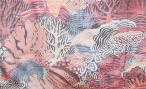 Hermes Mousseline Silk Shawl Scarf Under The Waves Chiffon Auth New tag 140 cm - Picture 5 of 12