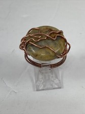 Handmade Copper Wire Wrap Coral Bead Ring Size 8 174