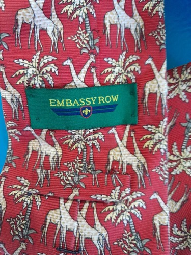 Corbata Embassy Row cosida a mano toda seda para hombre jirafas muy suaves - Imagen 4 de 4