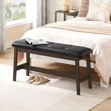 HOOBRO Dining Bench Bamboo Dining Room Bench 11.8"D x 39.4"W x 19.3"H Black