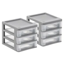 Small 3 Drawer Countertop Organizer, 2 Pack - Gray
