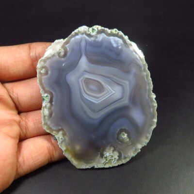 Grau Botswana Achat Geode Scheibe Cabochon 75x60mm Natürlich Edelstein SCL-1112