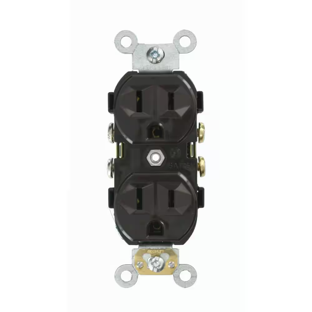 Leviton 15 Amp Industrial Grade Narrow-Body Duplex Outlet, Gray Leviton 15 Amp Industrial Grade Narrow-Body Duplex Outlet, Gray