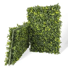 Artificial Double Sided Mat Wall Hedge With Hard Back Outdoor Faux Grass Panel