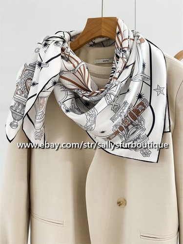 Sallys Boutique 14 Momme Twill Silk Wrap Scarf Skull Horse Print Shawl 90cm - Bild 37 von 43