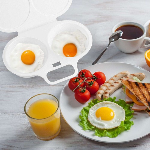 Microwave Double Cup Perfect Eggs Poacher Plastic Cookware Egg Cooker Steamer - Picture 5 of 11