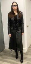 Womens Castro Concept Soft Leather Black Fitted Long Jacket Coat 40 / S