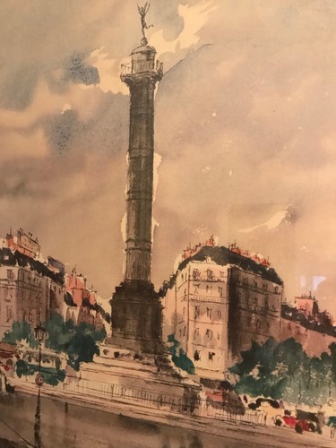 GUY DE NEYRAC "PLACE DE LA BASTILLE" FRAMED PRINT - Picture 6 of 12