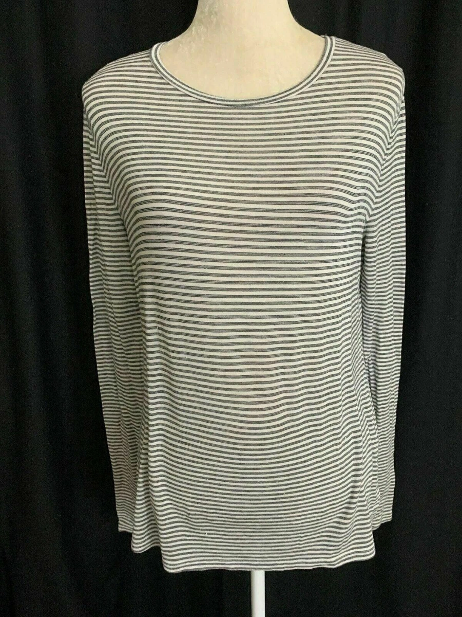 womens black and white striped long sleeve t shirt