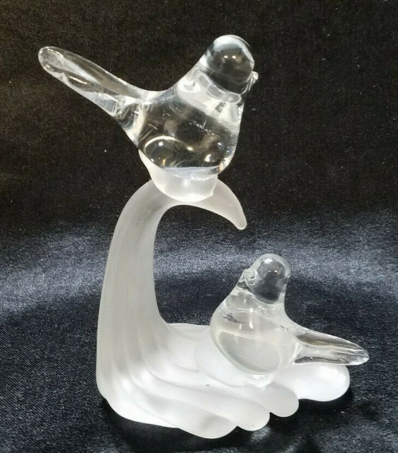 Vintage Clear and Frosted Glass Love Birds Paperweight or Figurine eBay