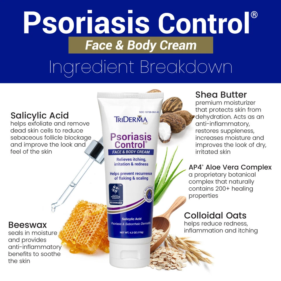 TriDerma Psoriasis Control Face & Body Cream - FSA Eligible, 4.2 oz - 4-Pack - Image 3 of 4