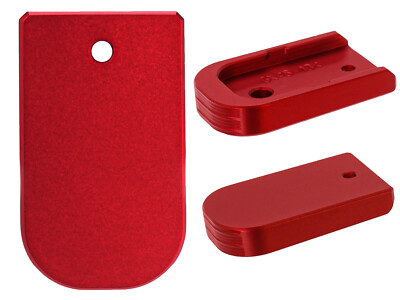 NDZ Glock 43X 48 Magazine Base Plate Aluminum Red, Black
