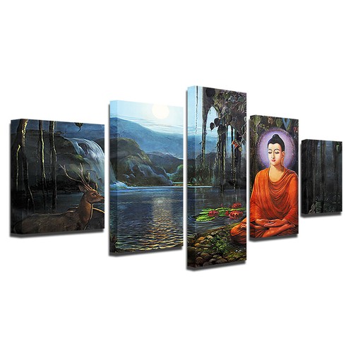 Buddha Meditation Scenery Canvas Prints Painting Wall Art Home Decor 5PCS - Picture 6 of 6