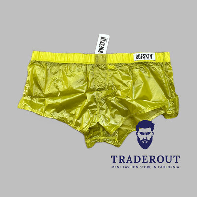 Rufskin Men olive Green ZUKO see-through Nylon sport swimwear shorts size L