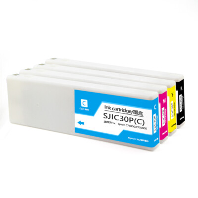 4pcs SJIC30P Compatible Ink Cartridge With Pigment Ink For Epson C7500G C7500GE