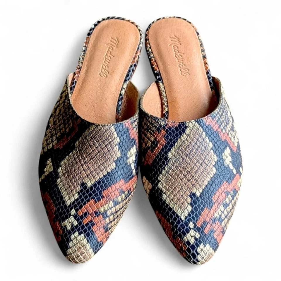 Zapatos para mujer MADEWELL Remi Mules serpiente cuero en relieve talla 8 grafito Foto 4 de 4