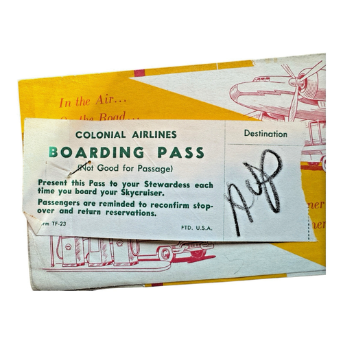 VTG Colonial Airlines Ticket & Boarding Pass 1940s-50s AVP Wilkes-Barre Scranton - Picture 4 of 7