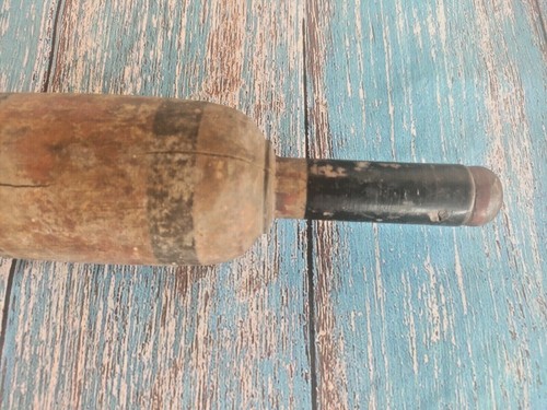Old Antique Wooden Painted Chapati Rolling Pin Belan Velan Kitchen Tool India 01 - Picture 6 of 8