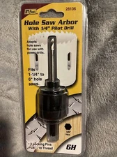 Ivy Classic 6 Hole Saw Arbor w/ 1/4" Pilot Drill #28106-3/8” Hex