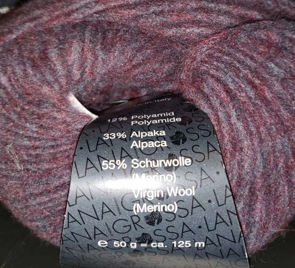 3 SKEINS/BALLS OF (DISCONTINUED) LANA GROSSA YARN - COLOR #06 RED/PURPLE - Image 2 of 4