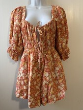 Free People Size Small Show Me Love Romper Smocked Boho Festival Hippie