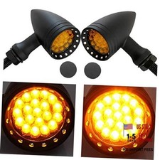 2X Motorcycle LED Turn Signals Bullet Blinker Heavy Duty Black-Amber Light