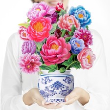 Pop Up Flower Card, 3D Paper Flowers Bouquet, Mother's Day, Birthday, Thank Y...