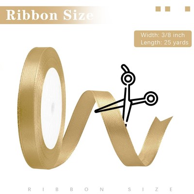 1 5 Inch Satin Ribbon 3/8 Inch Gold Satin Ribbon - 25 Yard Roll