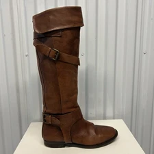 Francesco Morichetti Brown Leather Tall Fold Over Riding Boots Boots EU 37/US 7