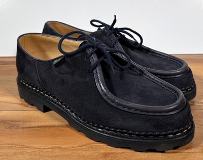 Paraboot Michael Midnight Blue Suede Lug Sole Tyrolean Derby Shoes