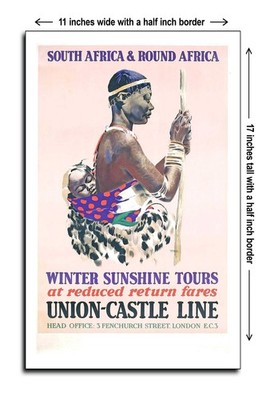 1936 South Africa Round Africa Winter Sunshine Tours Union Caste - 11x17 Poster