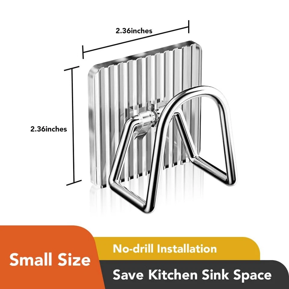 Soporte de esponja 2 piezas para fregadero de cocina, adhesivo fuerte acrílico transparente cocina Si... Foto 4 de 4
