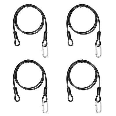 4Set 3/16'' Dia 3.3ft Security Steel Cable with Loops Black + Quick Links