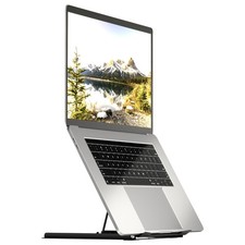 Mount-It Laptop Stand for Desk, Adjustable Height Steel Riser Black