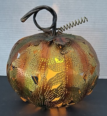 Metal Pumpkin Decor Fall/Halloween Light Up Candle Outdoor Decoration