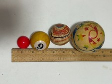 VTG Lot of 4 Rubber Bouncy Ball Multicolor Marbleized Toy Pool 9 Ball 1" - 3"