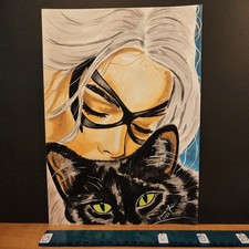5-07-20 3624 SMPC original 8x12 drawn 1/1 art breno moreira sketch of black cat | eBay US (Buy It Now)