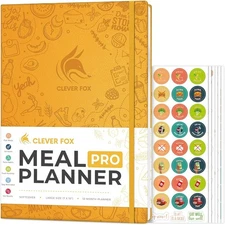 Clever Fox Meal Planner PRO Weekly Meal Prep Journal 7 x 10" (Amber Yellow)