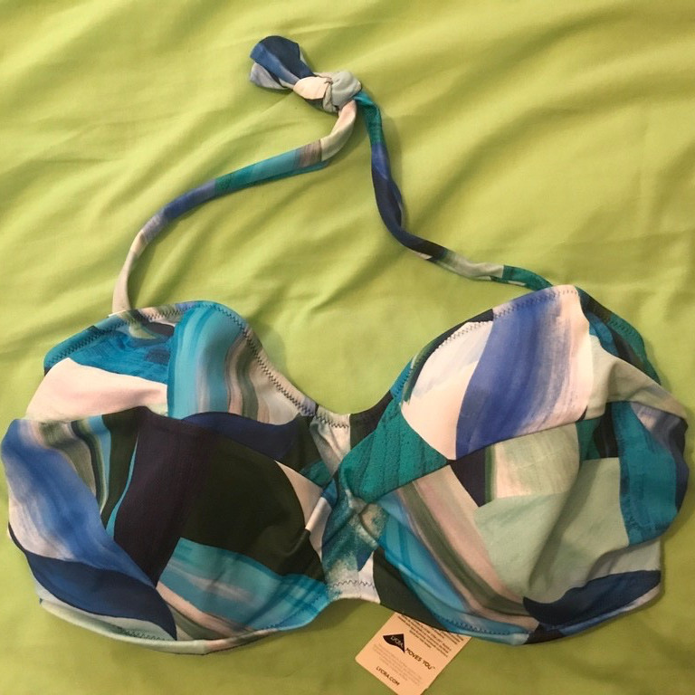 Fantasie Blue Aguada Beach Twist Front Bandeau Bikini Top Underwired Size 32F