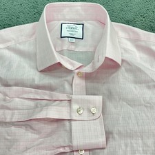Charles Tyrwhitt Pink Gingham Classic Fit Non Iron Dress Shirt 18 37