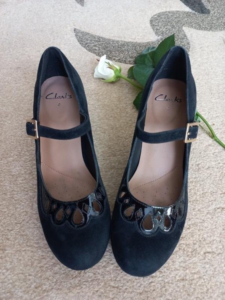 Women Clarks Heels Black Suede 36 #1PNJ