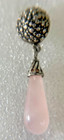 Earrings Silver Cone Rose Quartz Tear Drop Drops Pierced Vintage — photo 1