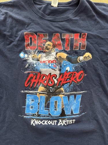 CHRIS HERO AEW Wrestling XL T-shirt Death Blow Knockout Artis WWE WWF NXT ROH - Photo 2/6